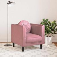 Fauteuil met kussen fluweel roze - thumbnail