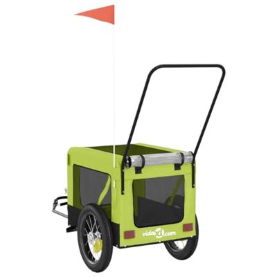Hondenfietstrailer oxford stof en ijzer groen en zwart - thumbnail