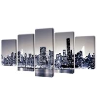 Canvas muurdruk set monochroom New York skyline 200 x 100 cm - thumbnail