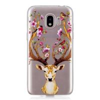 Voor Galaxy J2 Pro (2018) Cervus Nippon patroon olie reliëf zachte TPU terug beschermhoes - thumbnail