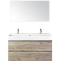 Maxx XL Badmeubelset 120 cm - Craft Oak - Wastafel Kube Enkel 2 Kraangaten met Spiegel - thumbnail