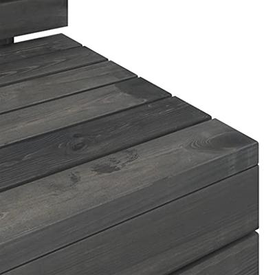 2-delige Loungeset pallet massief grenenhout donkergrijs - thumbnail