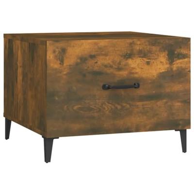 Salontafels 2 st met metalen poten 50x50x40 cm gerookt eiken Salontafels 2 st met metalen poten 50x50x40 cm gerookt eiken