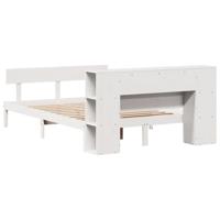 Bed met boekenkast zonder matras grenenhout wit 150x200 cm - thumbnail