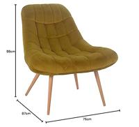 Artistiq Fauteuil 'Jurre' Velvet, kleur Geel - thumbnail