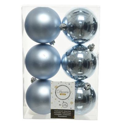 6x Kunststof Kerstballen Glanzend/mat Lichtblauw 8 Cm Kerstboom Versiering/decoratie - Kerstbal 6x Kunststof Kerstballen Glanzend/mat Lichtblauw 8 Cm Kerstboom Versiering/decoratie - Kerstbal