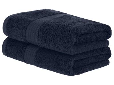 LIVARNO home Set van 2 handdoeken 100 x 50 cm (Donkerblauw)