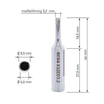 Ersa Soldeertip | beitelvormig | breedte 3,2 mm | 0832 ED/SB | 2 stuks - 0832ED/SB 0832ED/SB Ersa Soldeertip | beitelvormig | breedte 3,2 mm | 0832 ED/SB | 2 stuks - 0832ED/SB 0832ED/SB