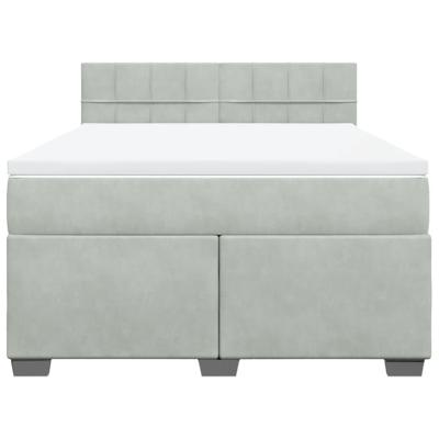 Boxspring met matras fluweel lichtgrijs 160x200 cm