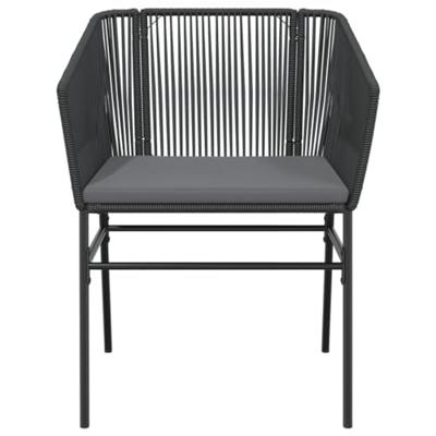 Tuinstoelen 2 st met kussens poly rattan zwart - thumbnail