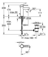 GROHE Essence New Wastafelkraan Opbouw - uitloop 9.4cm - S size - met waste - koude start - chroom 23379001 - thumbnail