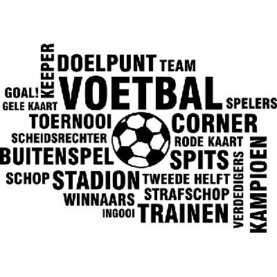 Voetbal, woord cloud - Muursticker