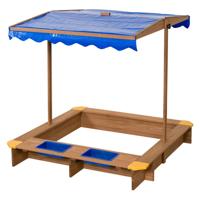 SwingKing houten zandbak met waterbakken en afdekzeil - thumbnail