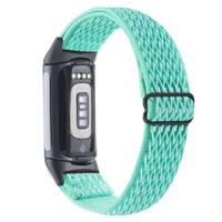 FitBit Charge 5 & 6 Elastische solo loop nylon bandje - Turquoise - thumbnail