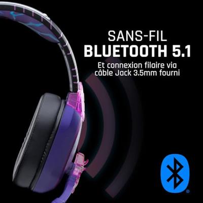 Lexip X TSUME Naruto Shippuden Headset 1 Over Ear headset Kabel, Bluetooth Stereo Zwart/lila Headset, Volumeregeling, Microfoon uitschakelbaar (mute) Gamen