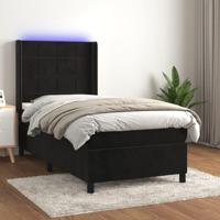 Boxspring met matras en LED fluweel zwart 90x190 cm - thumbnail