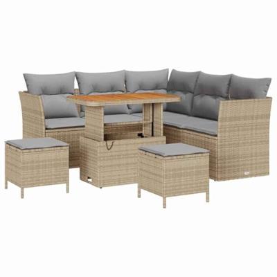 Tuinbankenset 8 pcs Beige poly rattan