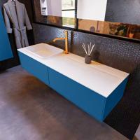 Badkamermeubelset Mondiaz Erin 150 cm met 2 Lades met RIDGE Wastafel Links Talc met 1 kraangat Greeploos Mat Jeans - thumbnail