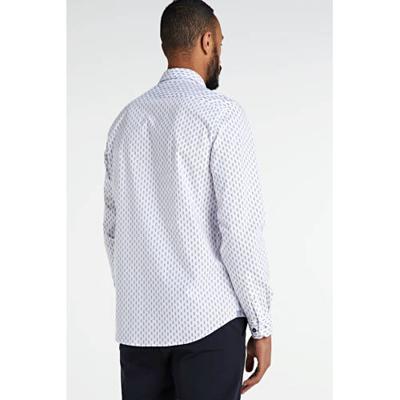 WE Fashion regular fit overhemd met all over print wit/blauw