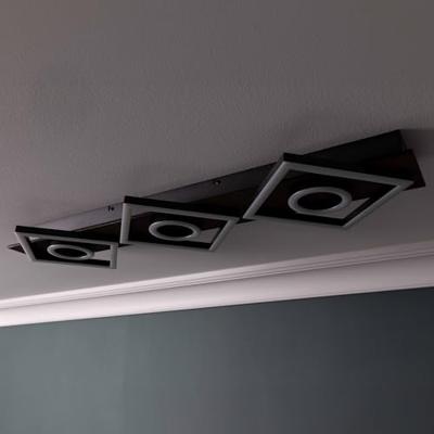 Brilliant Plafondlamp zwart met houtMaureen 88cm - G80113/76