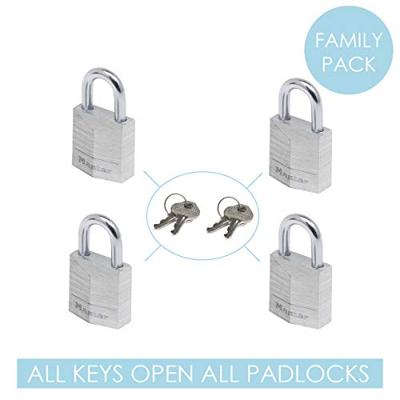 Masterlock 4 x 20mm - 11mm steel shackle, 3mm diam. - 3-pin cylinder - keyed alik - 9120EURQNOP