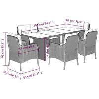 7-delige Tuinset met kussens poly rattan bruin - thumbnail