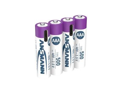 Oplaadbare AAA Batterijen - Lithium-ION - USB-C - Blister 4 stuks + laadkabel