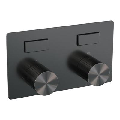 Brauer Stripe 2-weg inbouwthermostaat met drukknoppen met in- en afbouwdelen gunmetal geborsteld PVD