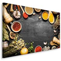 Schilderij - Tafel met specerijen, multi-gekleurd, wanddecoratie - thumbnail