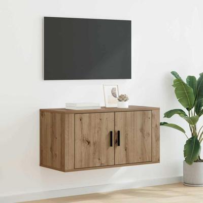 Wandgemonteerde TV-kast Wandgemonteerd artisanaal eikenkleurig
