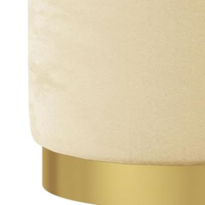 Hocker met opbergruimte rond fluweel abrikooskleurig Hocker met opbergruimte rond fluweel abrikooskleurig