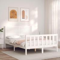 Bedframe zonder matras massief grenenhout wit 140x200 cm - thumbnail
