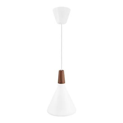 Hanglamp wit en hout met E27 fitting &apos;Nori 18&apos; DFTP
