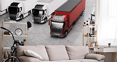 Fotobehang - Vrachtwagenpark, Truckers, 11 maten, premium print, inclusief behanglijm