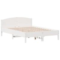 Bedframe met hoofdbord massief grenenhout wit 120x200 cm - thumbnail