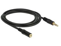 Delock 83766 Connector Audio Verlengkabel [1x Jackplug male 3,5 mm - 1x Jackplug female 3,5 mm] 2 m Zwart - thumbnail