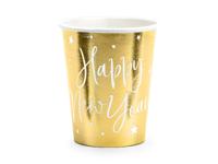 6 Cups Happy New Year goud 220ml - thumbnail