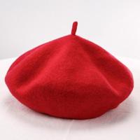 Vrouwen wol Vintage effen kleur Berets Cap (rood) - thumbnail