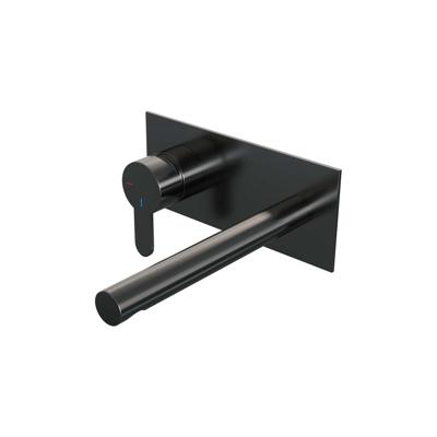Brauer Gunmetal Edition Inbouw Wastafelmengkraan met Rechte Uitloop en Afdekplaat Model D2 Gunmetal Geborsteld PVD