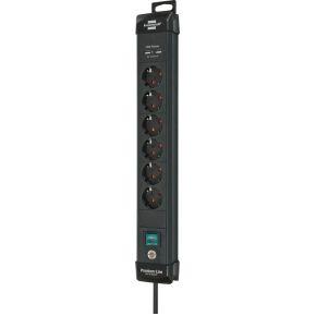 Stekkerdoos brennenstuhl prem 6vdig 2usb 3m zwart