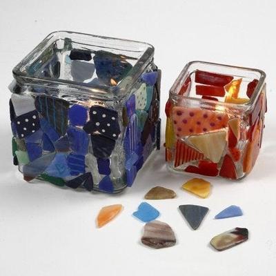 Creativ Company Vierkant glas, h: 5,5 cm, afm 5,5x5,5 cm, 12 stuk/ 1 doos - thumbnail