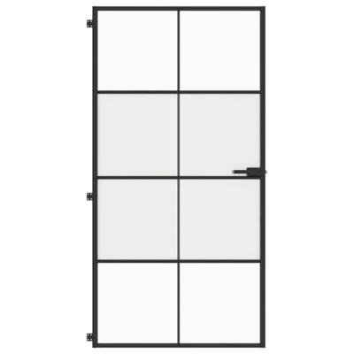VidaXL Binnendeur smal 102,5x201,5 cm gehard glas en aluminium zwart - thumbnail
