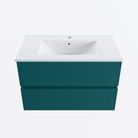 MONDIAZ VICA 80cm badmeubel onderkast Smag 2 lades. Wastafel DENIA midden 1 kraangat, kleur Glanzend Wit. - thumbnail