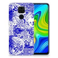 Silicone Back Case Xiaomi Redmi Note9 Angel Skull Blauw - thumbnail