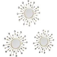 Spiegel Set - Trion Melis - Ø25.5cm - 3 Stuks Hangspiegels in Frame - Metaal - Goud - thumbnail