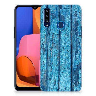 Samsung Galaxy A20s | Bumper Hoesje | Wood Blue