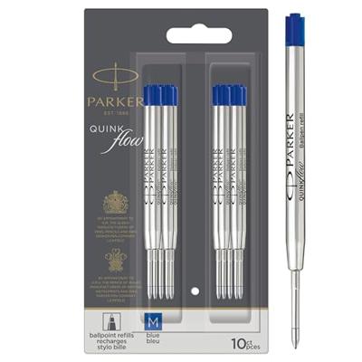 10 Parker QuinkFlow balpenvullingen blauw medium 10 Parker QuinkFlow balpenvullingen blauw medium