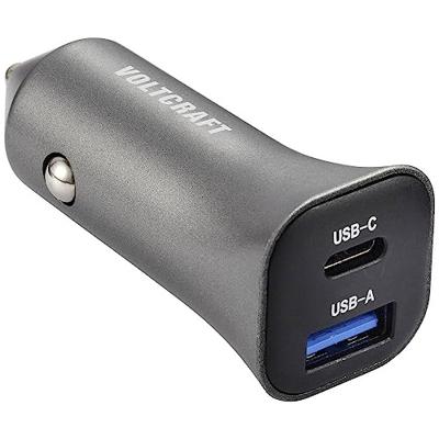 VOLTCRAFT CPS-38W/ 2 VC-RA381 USB-oplader 38 W 1x USB-A, 1x USB-C Zilver-zwart Auto VOLTCRAFT CPS-38W/ 2 VC-RA381 USB-oplader 38 W 1x USB-A, 1x USB-C Zilver-zwart Auto