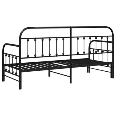 Bedframe voor een daybed met hoofdeinde Zwart 75 x 190 cm Staal