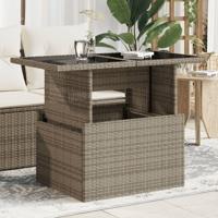 Tuintafel met glazen blad 100x55x73 cm poly rattan grijs - thumbnail